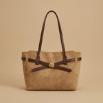 Vintage Suede Patchwork Large Shoulder Tote Bag