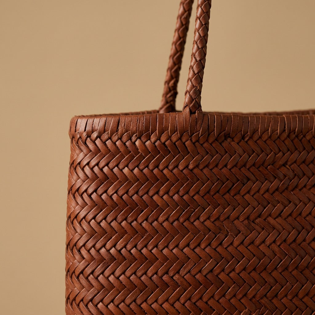 Woven Tote Vintage Top Layer Cowhide Handmade Shoulder Bag