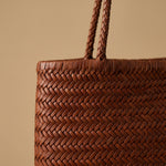 Woven Tote Vintage Top Layer Cowhide Handmade Shoulder Bag