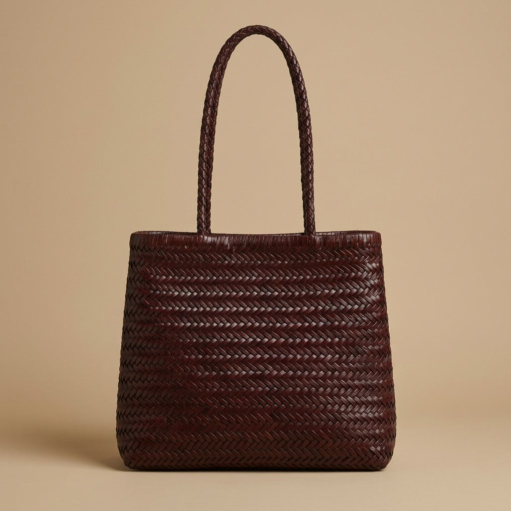 Woven Tote Vintage Top Layer Cowhide Handmade Shoulder Bag